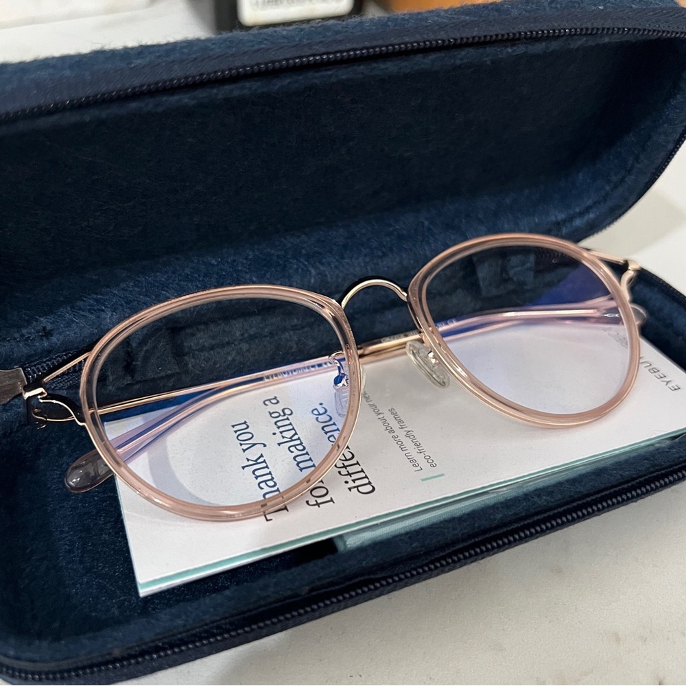 EyeBuyDirect “Dazzle” Blue Light Filtering Lenses in Pink, Size L. Never used.